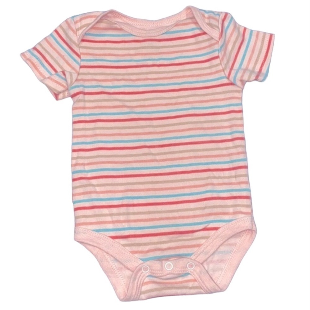 Rena Rofe baby onesie pink striped size 3-6 months